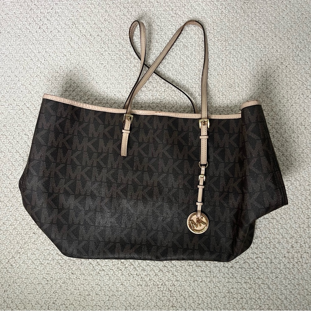 Michael Kors Brown Tote with Signature Charm